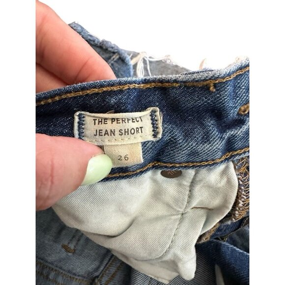 Madewell The Perfect Jean Short Size 26 Raw Hem Distressed Logo Denim - Picture 4 of 9